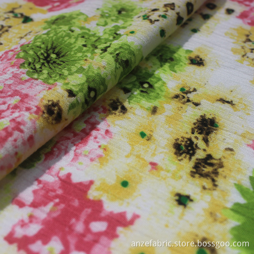 Indonesia 100 RAYON printed CRINKLE gauze print fabric